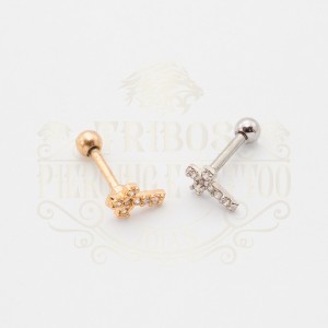 PIERCING BARBELL CRUZ CRAVEJADA BANHADA