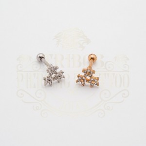 PIERCING BARBELL TRÊS FLORES BANHADO