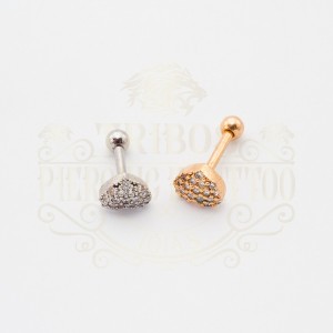 PIERCING BARBELL CORAÇÃO CRAVEJADO BANHADO