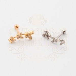 PIERCING BARBELL TRÊS BORBOLETAS BANHADO