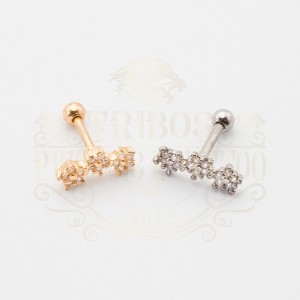 PIERCING  BARBELL CLUSTER TRÊS FLORES