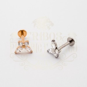 PIERCING LABRET BORBOLETA CRAVEJADA