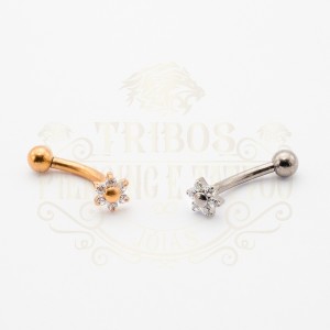 PIERCING MICRO CURVO FLOR SEIS PEDRAS