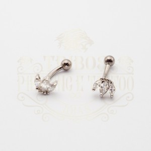 PIERCING MICRO CURVO FLOR TRÊS GOTAS BANHADO