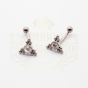 PIERCING  MICRO CURVO NOVE BOLLS COM PEDRA ZIRCÔNIA