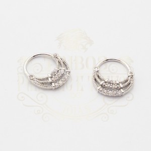PIERCING ARGOLA TRÊS FILEIRAS PEDRAS CRESCENTES BANHADO