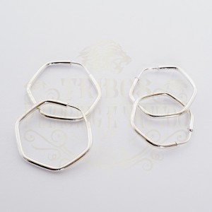 BRINCO ARGOLA PRATA HEXAGON